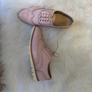 Women's Pink Leather  Derby Oxford Lace-Up Shoes
